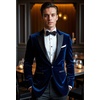 image:imageCOOFANDY Mens Tuxedo Jacket Slim Fit Velvet Blazer One Button Suit Jacket for Wedding Prom PartyNavy Blue