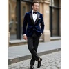 image:imageCOOFANDY Mens Tuxedo Jacket Slim Fit Velvet Blazer One Button Suit Jacket for Wedding Prom PartyNavy Blue
