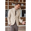 image:imageCOOFANDY Mens Tweed Blazer Slim Fit Casual Sport Coat Two Button Knit Suit JacketBeige