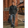 image:imageCOOFANDY Mens Tweed Blazer Slim Fit Casual Sport Coat Two Button Knit Suit JacketDark Grey