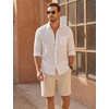 image:imageCOOFANDY Mens UltraLight Summer Shorts Casual Drawstring 9 Linen Shorts with PocketsBeige