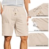 image:imageCOOFANDY Mens UltraLight Summer Shorts Casual Drawstring 9 Linen Shorts with PocketsBeige