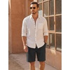 image:imageCOOFANDY Mens UltraLight Summer Shorts Casual Drawstring 9 Linen Shorts with PocketsBlack
