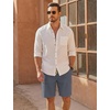 image:imageCOOFANDY Mens UltraLight Summer Shorts Casual Drawstring 9 Linen Shorts with PocketsBlue Grey