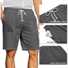 image:imageCOOFANDY Mens UltraLight Summer Shorts Casual Drawstring 9 Linen Shorts with PocketsDark Grey
