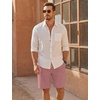 image:imageCOOFANDY Mens UltraLight Summer Shorts Casual Drawstring 9 Linen Shorts with PocketsDusty Pink