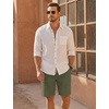 image:imageCOOFANDY Mens UltraLight Summer Shorts Casual Drawstring 9 Linen Shorts with PocketsOlive Green