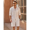 image:imageCOOFANDY Mens UltraLight Summer Shorts Casual Drawstring 9 Linen Shorts with PocketsWhite