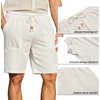 image:imageCOOFANDY Mens UltraLight Summer Shorts Casual Drawstring 9 Linen Shorts with PocketsWhite