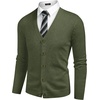 image:imageCOOFANDY Mens V Neck Cardigan Sweater Casual Lightweight Button Down Knitted Cardigan SweaterArmy Green