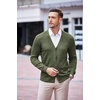 image:imageCOOFANDY Mens V Neck Cardigan Sweater Casual Lightweight Button Down Knitted Cardigan SweaterArmy Green