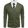 image:imageCOOFANDY Mens V Neck Cardigan Sweater Casual Lightweight Button Down Knitted Cardigan SweaterArmy Green