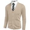 image:imageCOOFANDY Mens V Neck Cardigan Sweater Casual Lightweight Button Down Knitted Cardigan SweaterBeige