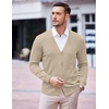 image:imageCOOFANDY Mens V Neck Cardigan Sweater Casual Lightweight Button Down Knitted Cardigan SweaterBeige