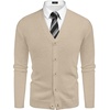 image:imageCOOFANDY Mens V Neck Cardigan Sweater Casual Lightweight Button Down Knitted Cardigan SweaterBeige