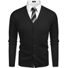 image:imageCOOFANDY Mens V Neck Cardigan Sweater Casual Lightweight Button Down Knitted Cardigan SweaterBlack