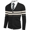 image:imageCOOFANDY Mens V Neck Cardigan Sweater Casual Lightweight Button Down Knitted Cardigan SweaterBlack Stripe