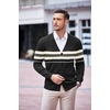 image:imageCOOFANDY Mens V Neck Cardigan Sweater Casual Lightweight Button Down Knitted Cardigan SweaterBlack Stripe