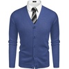image:imageCOOFANDY Mens V Neck Cardigan Sweater Casual Lightweight Button Down Knitted Cardigan SweaterBlue