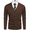 image:imageCOOFANDY Mens V Neck Cardigan Sweater Casual Lightweight Button Down Knitted Cardigan SweaterBrown