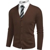 image:imageCOOFANDY Mens V Neck Cardigan Sweater Casual Lightweight Button Down Knitted Cardigan SweaterBrown