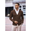 image:imageCOOFANDY Mens V Neck Cardigan Sweater Casual Lightweight Button Down Knitted Cardigan SweaterBrown