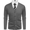 image:imageCOOFANDY Mens V Neck Cardigan Sweater Casual Lightweight Button Down Knitted Cardigan SweaterDark Grey