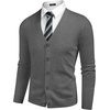 image:imageCOOFANDY Mens V Neck Cardigan Sweater Casual Lightweight Button Down Knitted Cardigan SweaterDark Grey