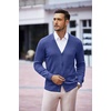 image:imageCOOFANDY Mens V Neck Cardigan Sweater Casual Lightweight Button Down Knitted Cardigan SweaterDeep Blue