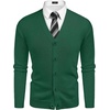 image:imageCOOFANDY Mens V Neck Cardigan Sweater Casual Lightweight Button Down Knitted Cardigan SweaterGreen