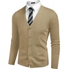 image:imageCOOFANDY Mens V Neck Cardigan Sweater Casual Lightweight Button Down Knitted Cardigan SweaterKhaki