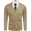 image:imageCOOFANDY Mens V Neck Cardigan Sweater Casual Lightweight Button Down Knitted Cardigan SweaterKhaki