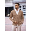 image:imageCOOFANDY Mens V Neck Cardigan Sweater Casual Lightweight Button Down Knitted Cardigan SweaterLight Brown