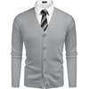 image:imageCOOFANDY Mens V Neck Cardigan Sweater Casual Lightweight Button Down Knitted Cardigan SweaterLight Grey