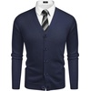 image:imageCOOFANDY Mens V Neck Cardigan Sweater Casual Lightweight Button Down Knitted Cardigan SweaterNavy Blue
