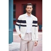 image:imageCOOFANDY Mens V Neck Cardigan Sweater Casual Lightweight Button Down Knitted Cardigan SweaterWhite Stripe