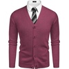 image:imageCOOFANDY Mens V Neck Cardigan Sweater Casual Lightweight Button Down Knitted Cardigan SweaterWine Red