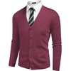 image:imageCOOFANDY Mens V Neck Cardigan Sweater Casual Lightweight Button Down Knitted Cardigan SweaterWine Red
