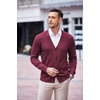 image:imageCOOFANDY Mens V Neck Cardigan Sweater Casual Lightweight Button Down Knitted Cardigan SweaterWine Red