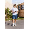 image:imageCOOFANDY Mens Washed Vintage Shorts Casual Relaxed Fit Drawstring Waist Beach Shorts Streetwear Style with 3 PocketsBlue