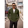 image:imageCOOFANDY Mens Zip Up Cardigan Sweater Slim Fit Casual Full Zip Sweaters Knit Stand Collar Cardigans with 2 Front PocketsArmy Green