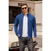 image:imageCOOFANDY Mens Zip Up Cardigan Sweater Slim Fit Casual Full Zip Sweaters Knit Stand Collar Cardigans with 2 Front PocketsBlue