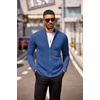 image:imageCOOFANDY Mens Zip Up Cardigan Sweater Slim Fit Casual Full Zip Sweaters Knit Stand Collar Cardigans with 2 Front PocketsBlue