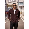 image:imageCOOFANDY Mens Zip Up Cardigan Sweater Slim Fit Casual Full Zip Sweaters Knit Stand Collar Cardigans with 2 Front PocketsBrown