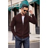 image:imageCOOFANDY Mens Zip Up Cardigan Sweater Slim Fit Casual Full Zip Sweaters Knit Stand Collar Cardigans with 2 Front PocketsBrown