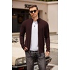 image:imageCOOFANDY Mens Zip Up Cardigan Sweater Slim Fit Casual Full Zip Sweaters Knit Stand Collar Cardigans with 2 Front PocketsBrown
