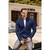 image:imageCOOFANDY Mens Zip Up Cardigan Sweater Slim Fit Casual Full Zip Sweaters Knit Stand Collar Cardigans with 2 Front PocketsDark Blue
