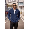image:imageCOOFANDY Mens Zip Up Cardigan Sweater Slim Fit Casual Full Zip Sweaters Knit Stand Collar Cardigans with 2 Front PocketsDark Blue
