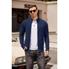 image:imageCOOFANDY Mens Zip Up Cardigan Sweater Slim Fit Casual Full Zip Sweaters Knit Stand Collar Cardigans with 2 Front PocketsDark Blue