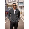 image:imageCOOFANDY Mens Zip Up Cardigan Sweater Slim Fit Casual Full Zip Sweaters Knit Stand Collar Cardigans with 2 Front PocketsDark Gray